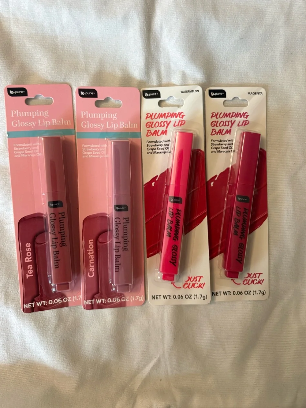 4 piece b•pure plumping glossy lip balm